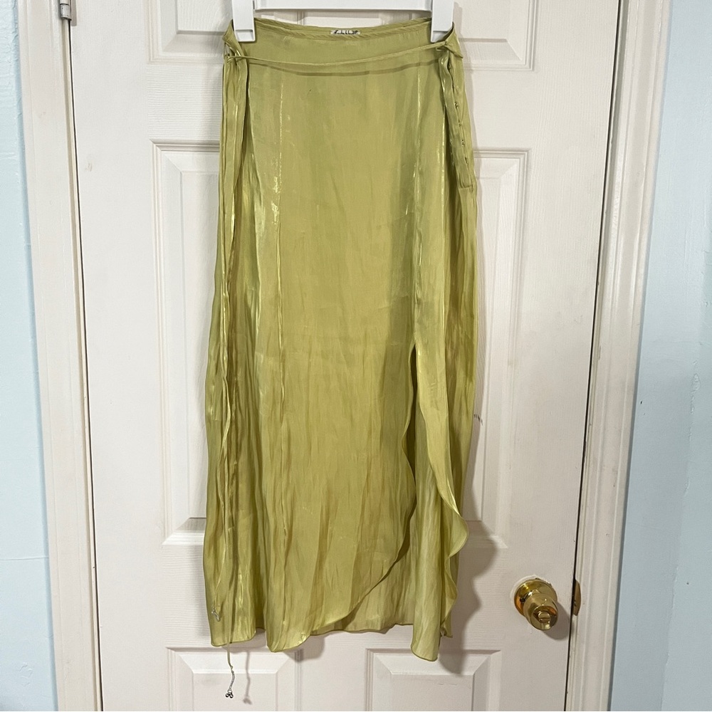 Silkey lime green midi skirt • intimately free people